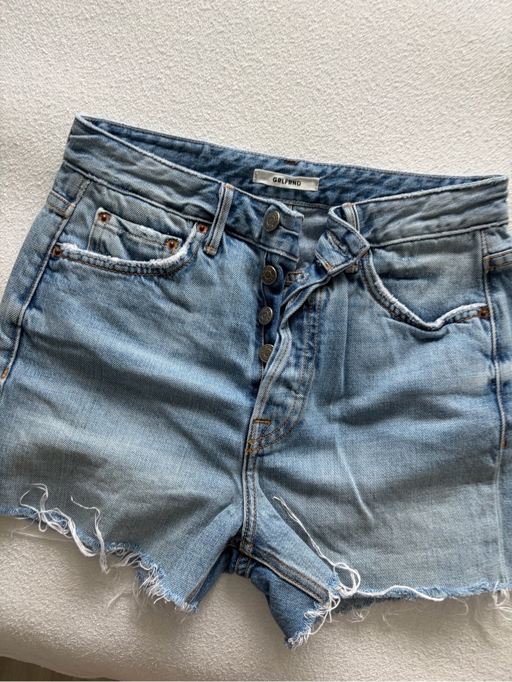 GRLFRND Light Blue Denim Cutoff Shorts